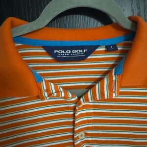 Ralph Lauren Orange and Blue Striped Polo Shirt